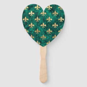 Leque Veludo Verde Grunge Fleur De Lis Mardi Gras