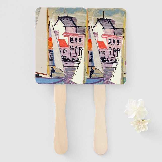 Leque Venice Raoul Dufy Conjunto de Ventiladores (Frente e Verso)