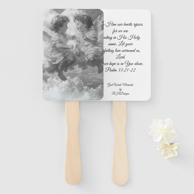 Leque Ventilador 2 Cherubs no céu (Frente e Verso)