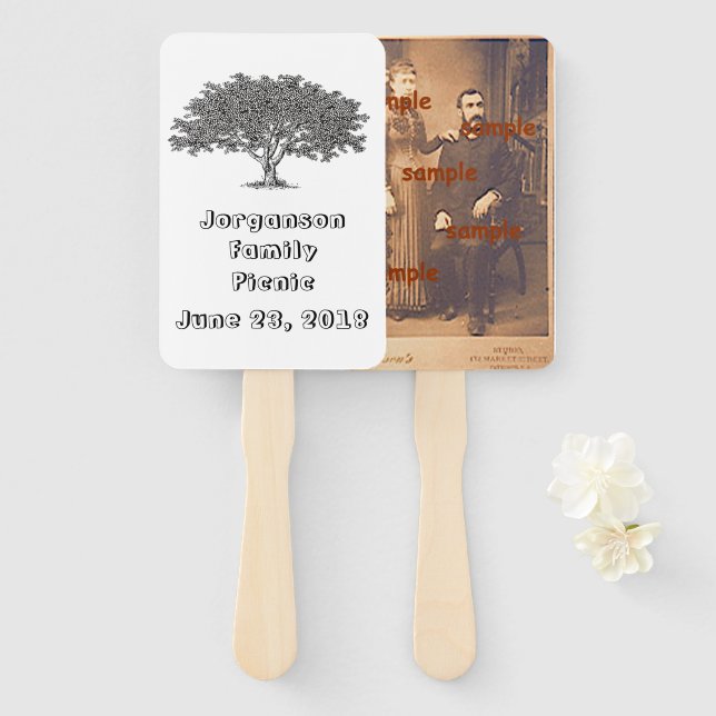 Leque Ventilador - Árvore de Reunião Familiar (Frente e Verso)