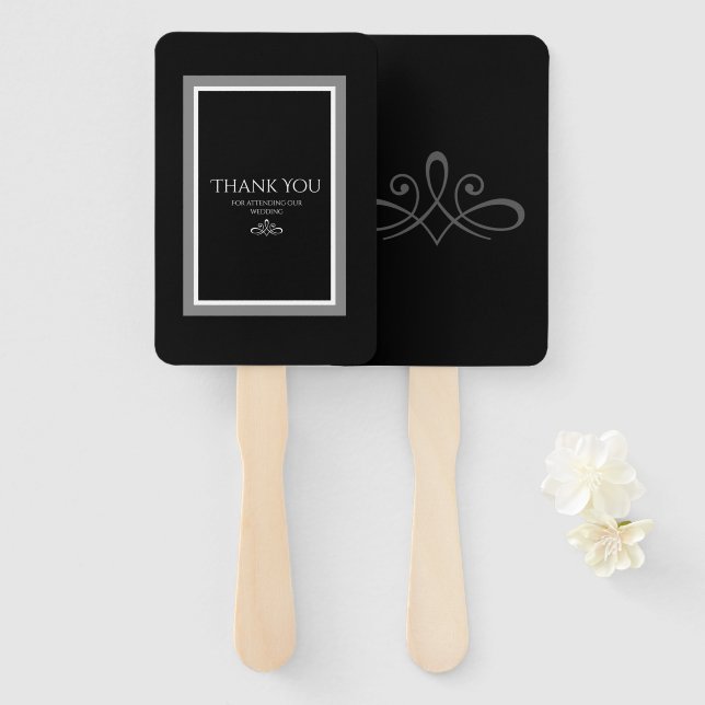 Leque Ventilador branco e preto (Frente e Verso)