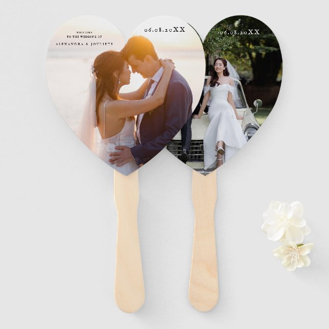 Leque Ventilador da Mão de Boas-vindas FOTO Wedding (Frente e Verso)