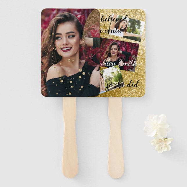 Leque Ventilador da Mão de Graduação elegante (Frente e Verso)