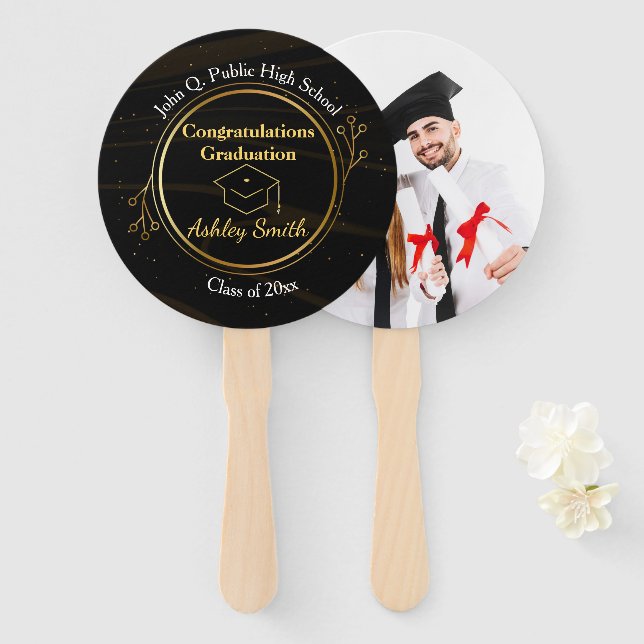 Leque Ventilador da Mão de Graduação elegante (Frente e Verso)