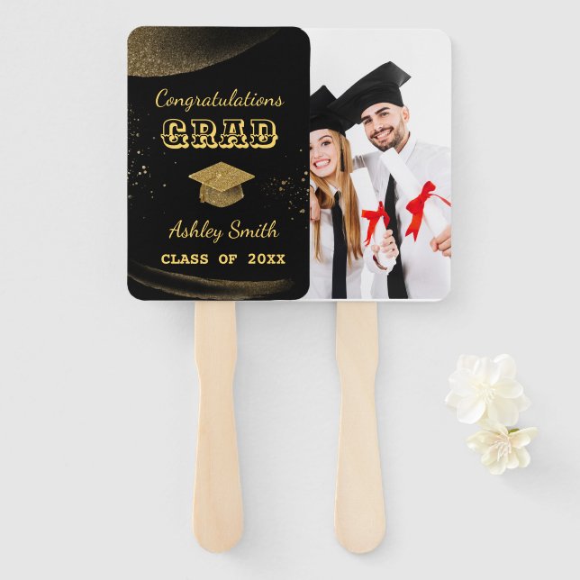 Leque Ventilador da Mão de Graduação elegante (Frente e Verso)