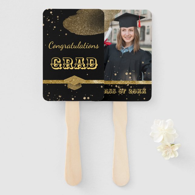 Leque Ventilador da Mão de Graduação elegante (Frente e Verso)