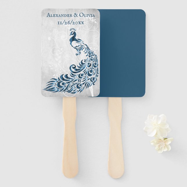 Leque Ventilador da Mão do Pêssego Azul (Frente e Verso)