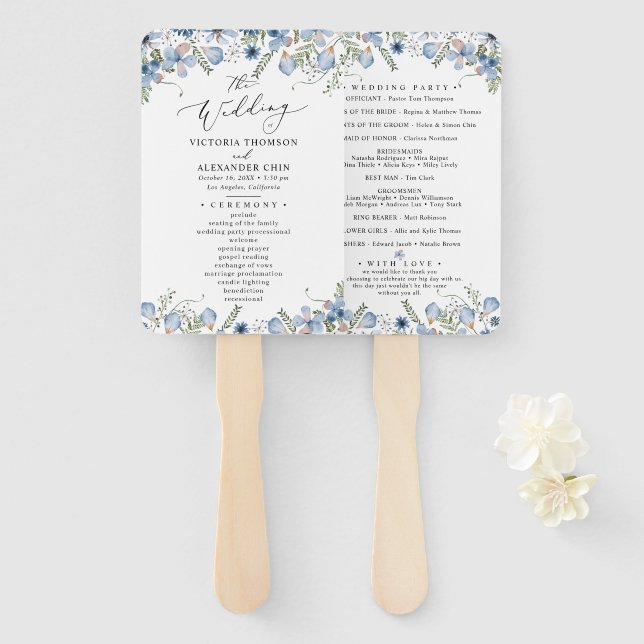 Leque Ventilador da Mão do Programa Boho Chic Greenery (Frente e Verso)