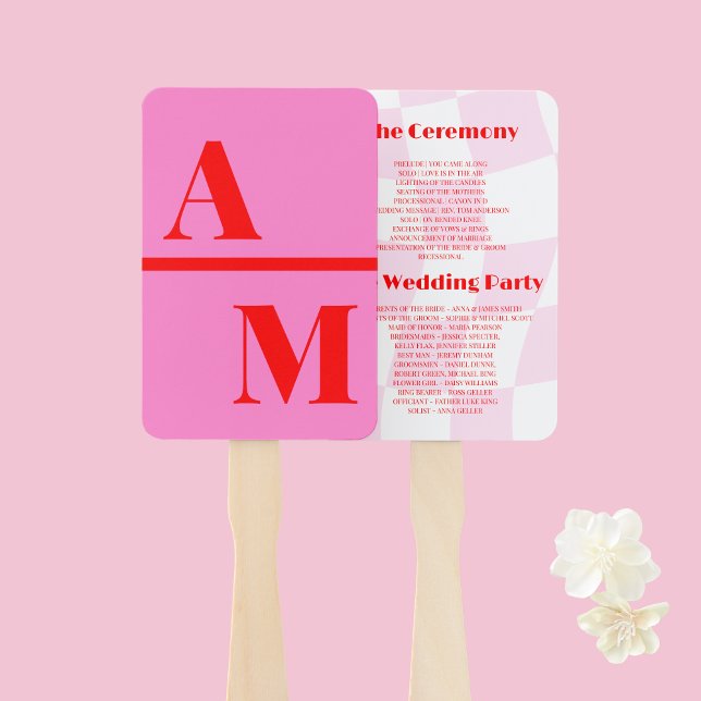 Leque Ventilador da Mão do Programa de Casamento Vermelh (Criador carregado)