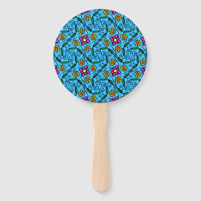 Leque Ventilador da Mão Floral abstrato (Frente)