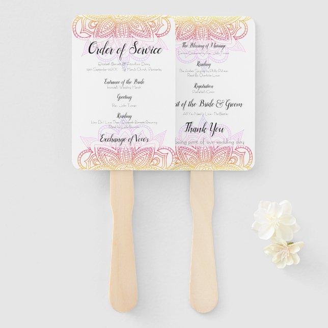 Leque Ventilador da Ordem de Serviço Sunset Mandala (Frente e Verso)