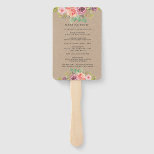 Leque Ventilador de Mão do Programa de Casamento Floral
