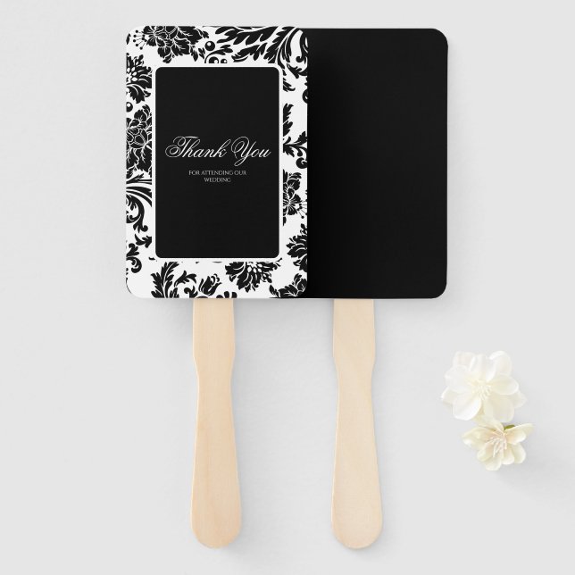 Leque Ventilador de mão personalizado, preto e branco (Frente e Verso)