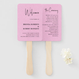 Leque Ventilador de Mão Preto Simples, Linn, Rosa