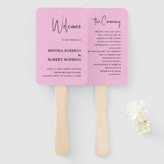 Leque Ventilador de Mão Preto Simples, Linn, Rosa