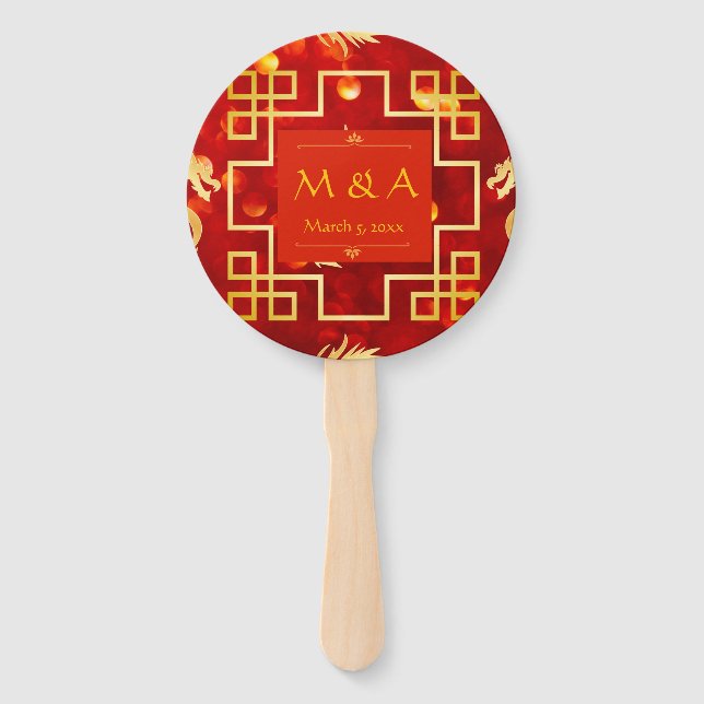 Leque Ventilador de Mão Redonda Redonda de Casamento com (Frente)