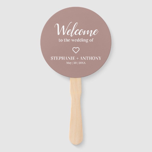 Leque Ventilador de Mão Rosa e Casamento Branco Minimali (Frente)