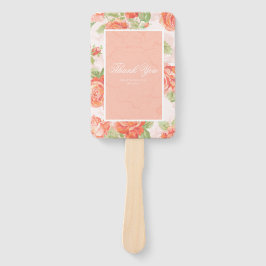 Leque Ventilador de rosa floral laranja