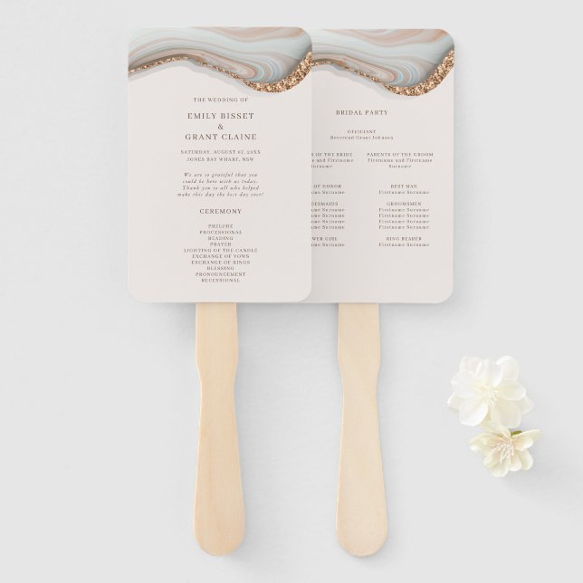 Leque Ventilador do Programa Agate Stone Marble Ceremony (Frente e Verso)