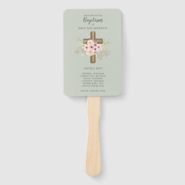 Leque Ventilador do Programa Baptism - Sage Floral Cross