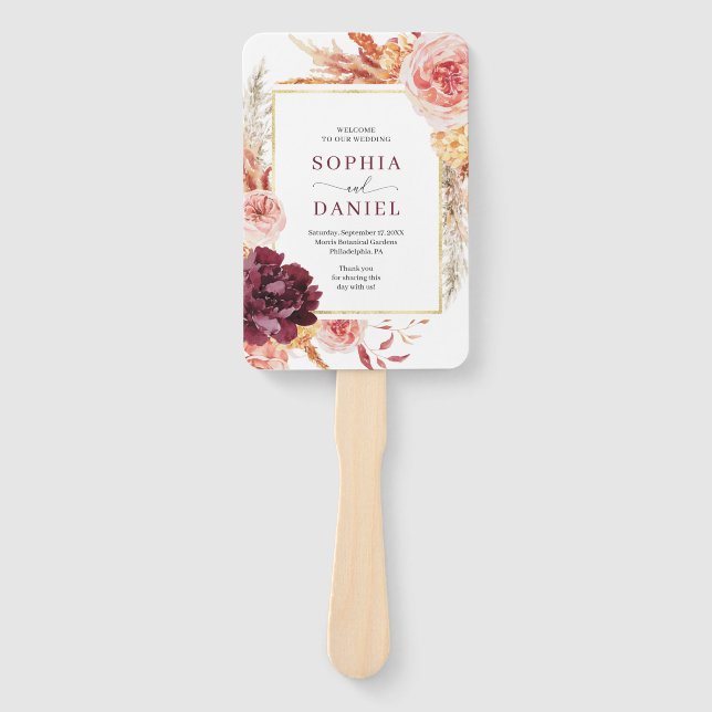 Leque Ventilador do Programa de Casamento de Grass Boho  (Frente)