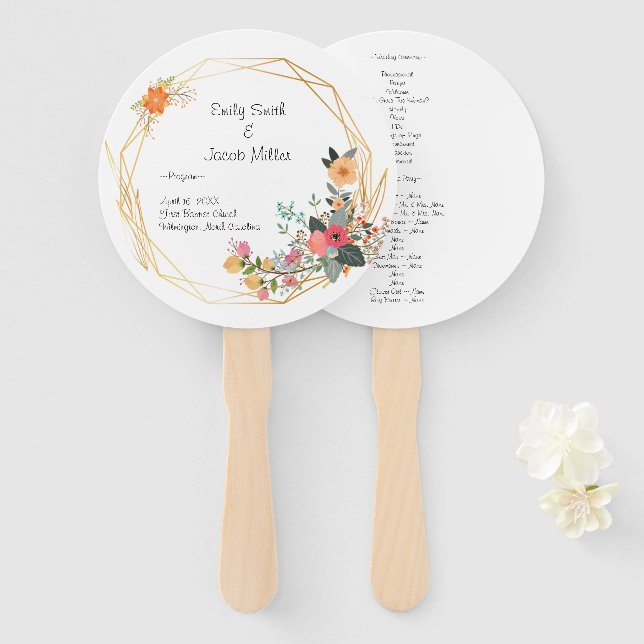 Leque Ventilador do programa de casamento de quadro Dour (Frente e Verso)