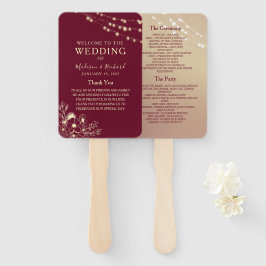 Leque Ventilador do Programa de Casamento Dourado Burgun