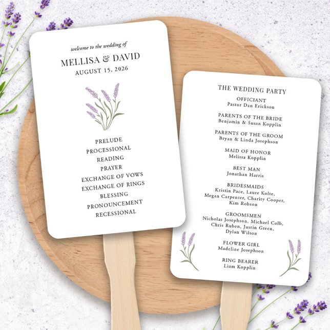 Leque Ventilador do Programa de Casamento Floral da lava (Lavender Wedding Program Fan by Fiesta Valley Print)