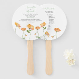 Leque Ventilador do Programa de Casamento Floral Laranja