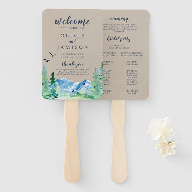 Leque Ventilador do Programa de Casamento Kraft Rocky Mo (Frente e Verso)