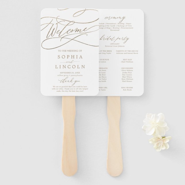 Leque Ventilador do Programa de Casamento para Caligrafi (Frente e Verso)