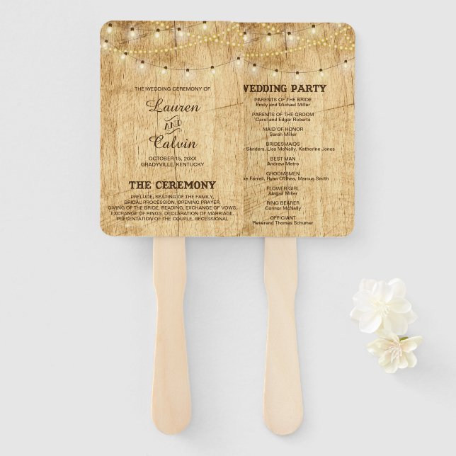 Leque Ventilador do Programa de Cerimônia de Casamento d (Frente e Verso)