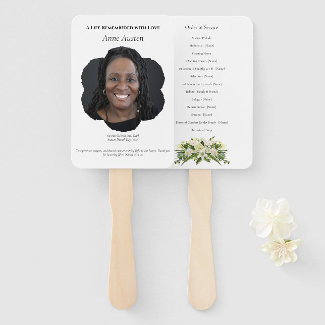 Leque Ventilador do programa funerário espiritual e conf (Frente e Verso)