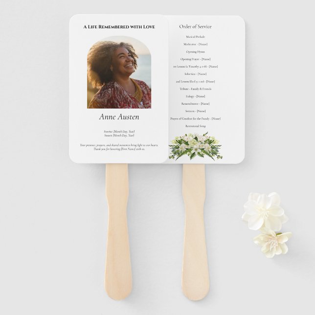 Leque Ventilador do programa funerário espiritual e conf (Frente e Verso)