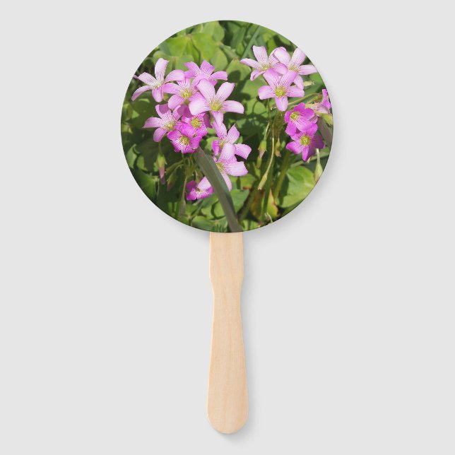 Leque Ventilador Floral com flores silvestres rosa (Frente)