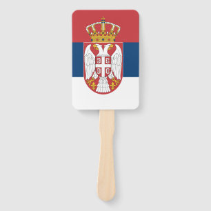 Leque Ventilador manual com bandeira da Sérvia