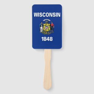 Leque Ventilador manual com bandeira de Wisconsin, EUA