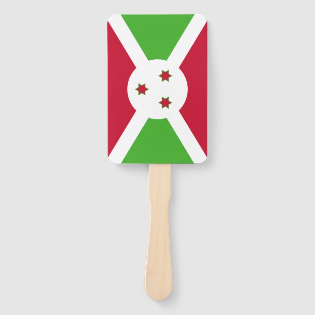 Leque Ventilador manual com bandeira do Burundi (Frente)