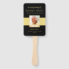 Leque Ventilador Memorial Preto e Dourado