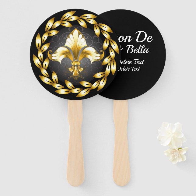 Leque Ventilador Personalizado Fleur de Lis (Frente e Verso)