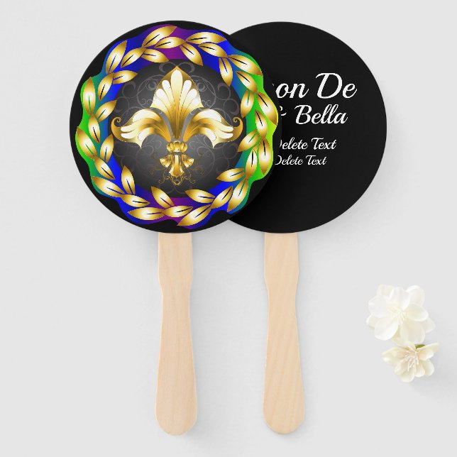 Leque Ventilador Personalizado Fleur de Lis (Frente e Verso)