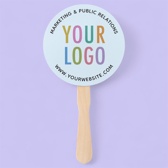 Leque Ventiladores de mão de azul-bebê na volta do logot (MISOOK Light Blue Round Hand Fan with Logo)