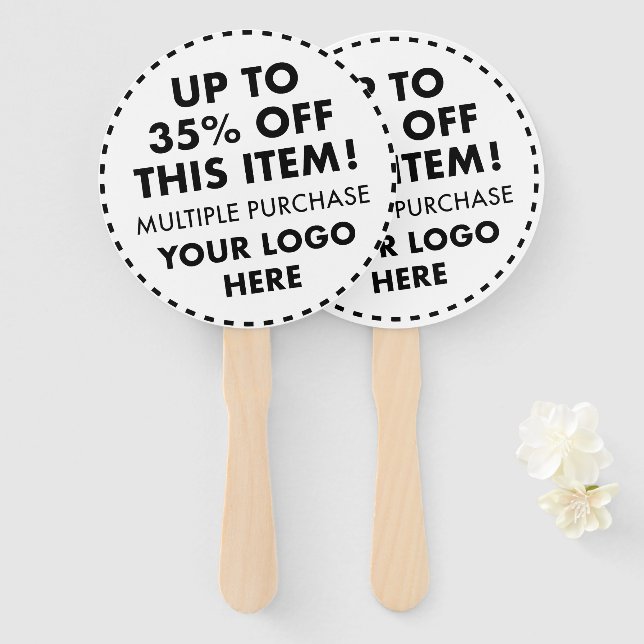 Leque Ventiladores de Mão Redonda Personalizados 35% DES (Frente e Verso)