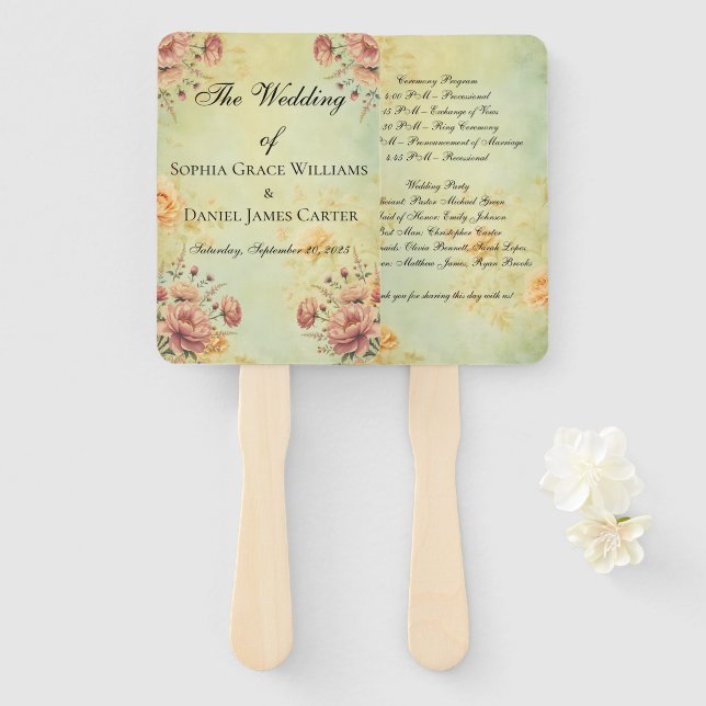 Leque Ventiladores do Programa de Casamento (Frente e Verso)