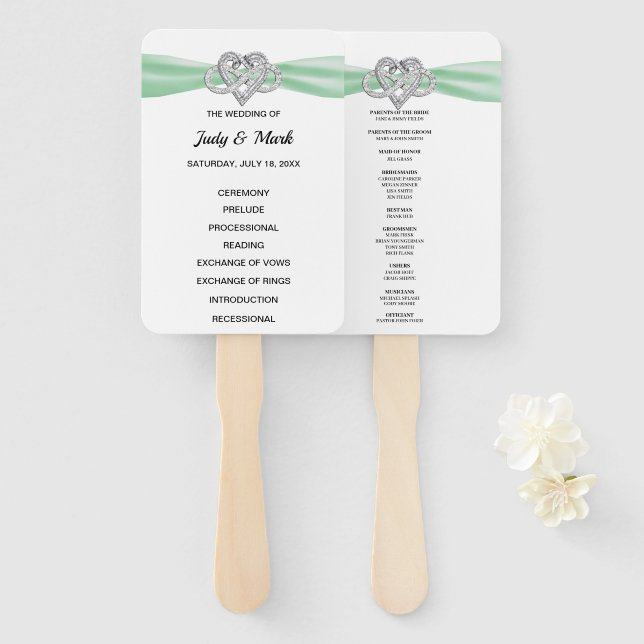 Leque Ventiladores do Programa de Casamento Cardíaco Ver (Frente e Verso)