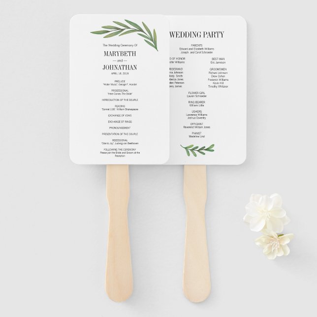 Leque Ventiladores do Programa de Casamento de Água Verd (Frente e Verso)