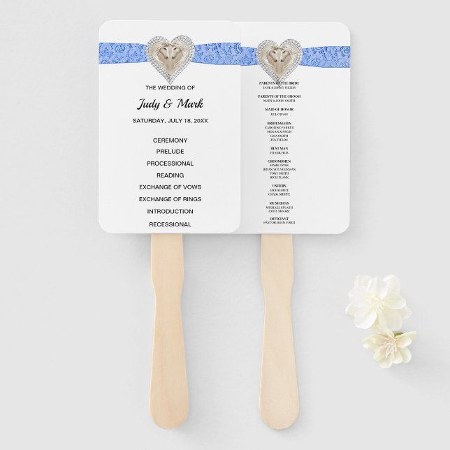 Leque Ventiladores do Programa de Casamento de Lugar Azu (Frente e Verso)