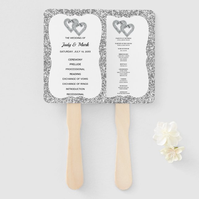 Leque Ventiladores do Programa de Casamento do Silver Gl (Frente e Verso)