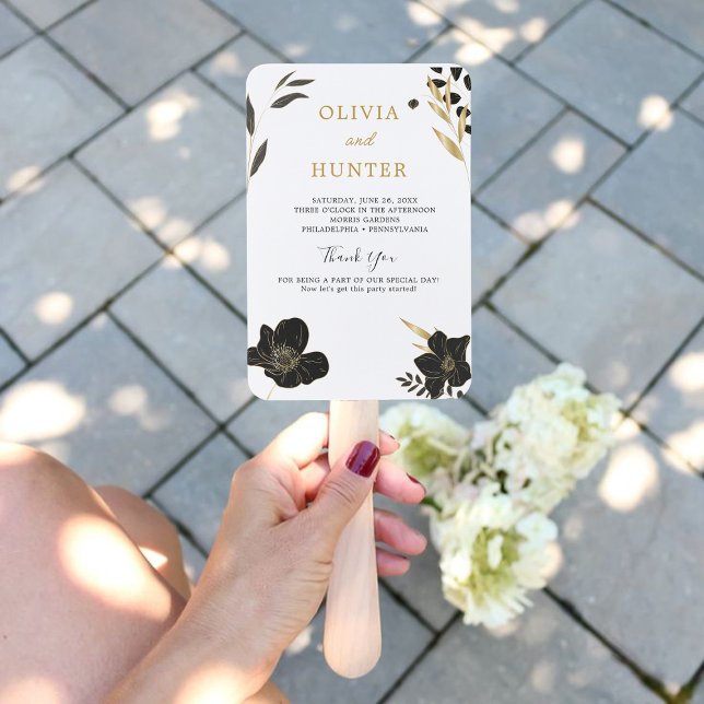 Leque Ventiladores do Programa de Fotos de Casamento Bra (Elegant Black, White Wedding Photo Program Fans)