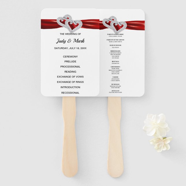 Leque Ventiladores do programa Red Wedding Hearts Diamon (Frente e Verso)